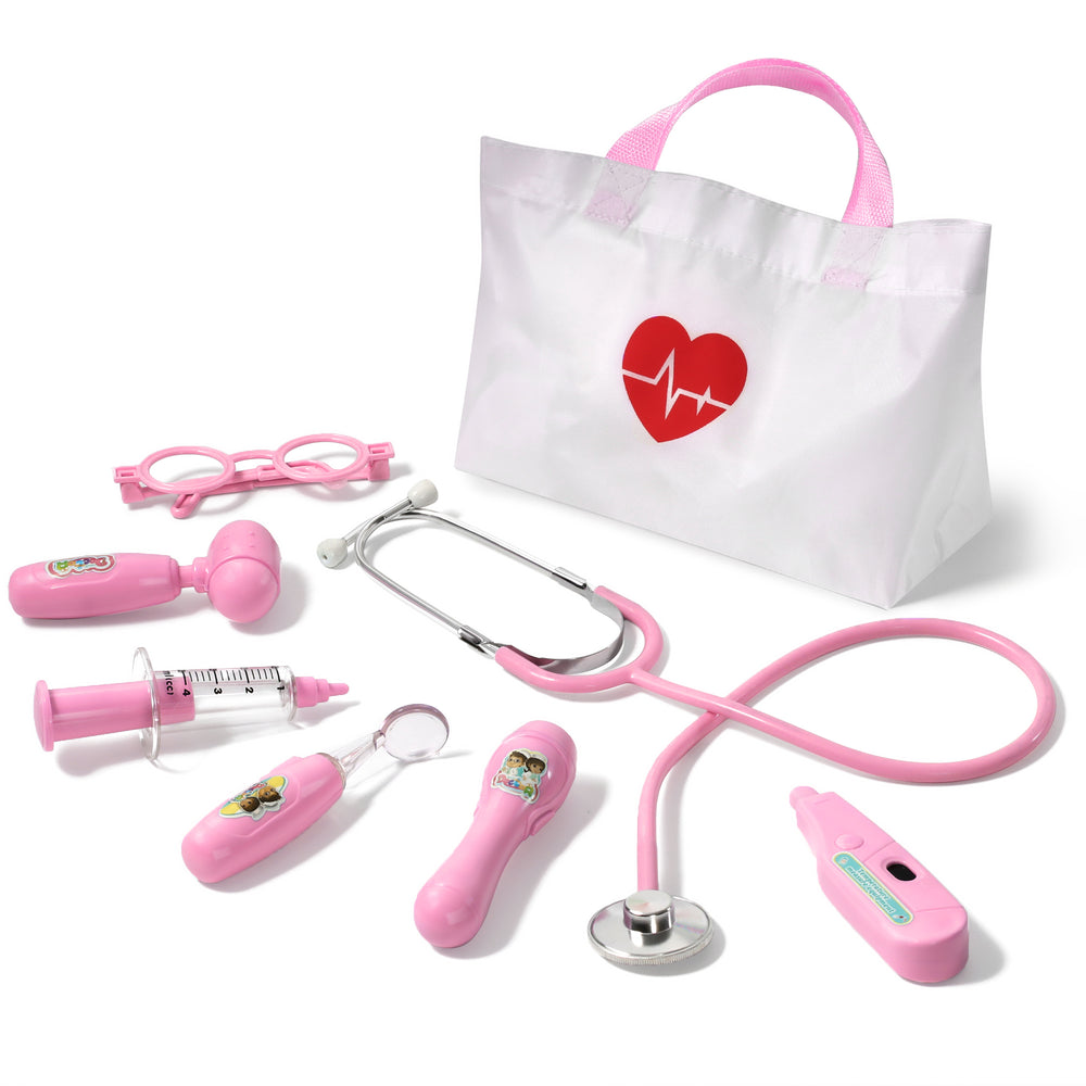 Kids Doctor Kit, 8 Pieces Kids Doctor Playset with Medical Storage Bag & Real Stethoscope(Pink)