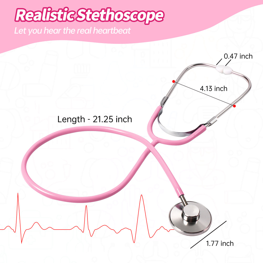 Kids Doctor Kit, 8 Pieces Kids Doctor Playset with Medical Storage Bag & Real Stethoscope(Pink)