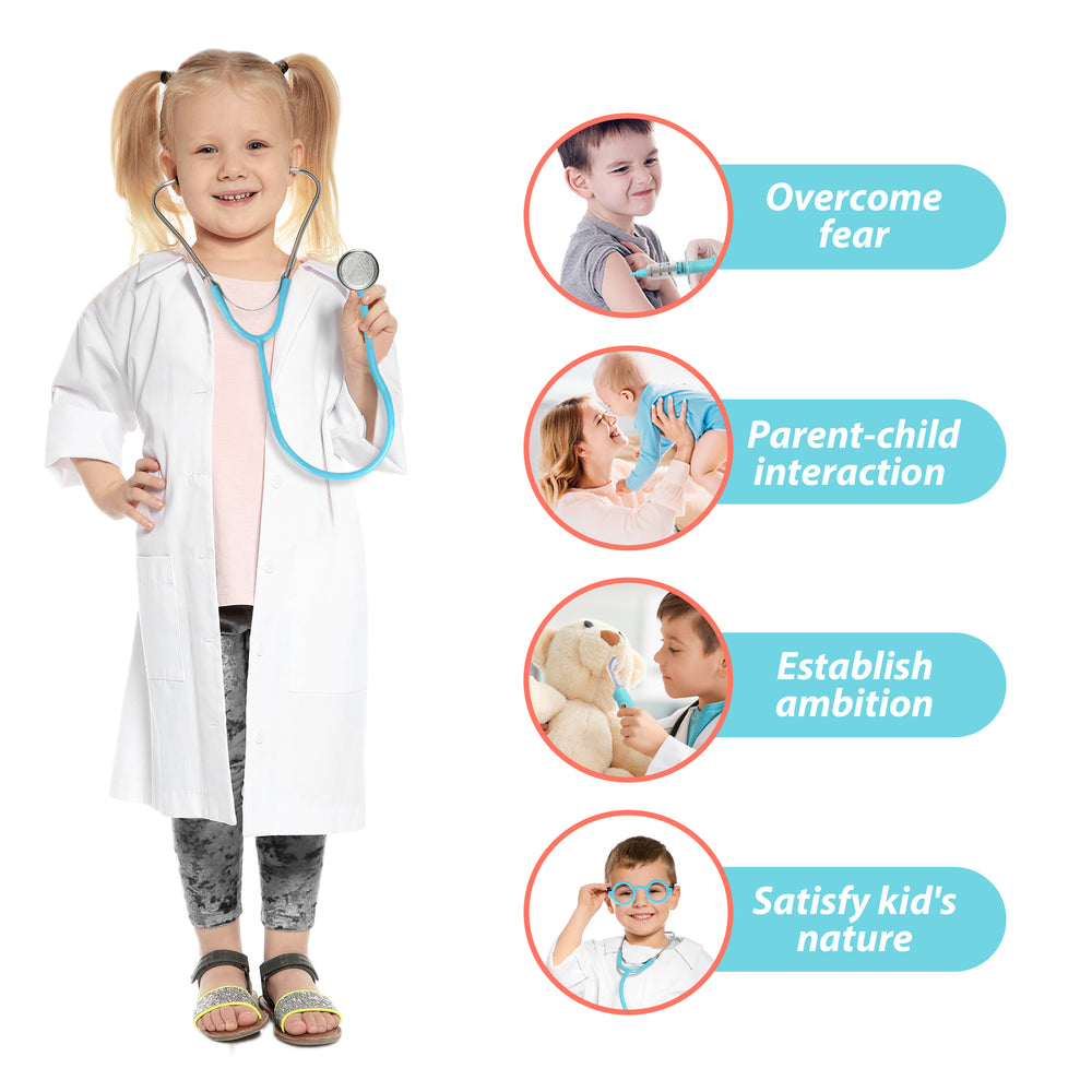 Kids Doctor Kit, 8 Pieces Kids Doctor Playset with Medical Storage Bag & Real Stethoscope(Blue)
