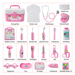 Doctor Kit for Kids, Toddler Doctor Playset with Real Stethoscope(Pink)
