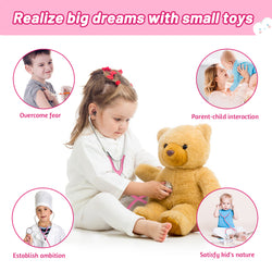 Doctor Kit for Kids, Toddler Doctor Playset with Real Stethoscope(Pink)