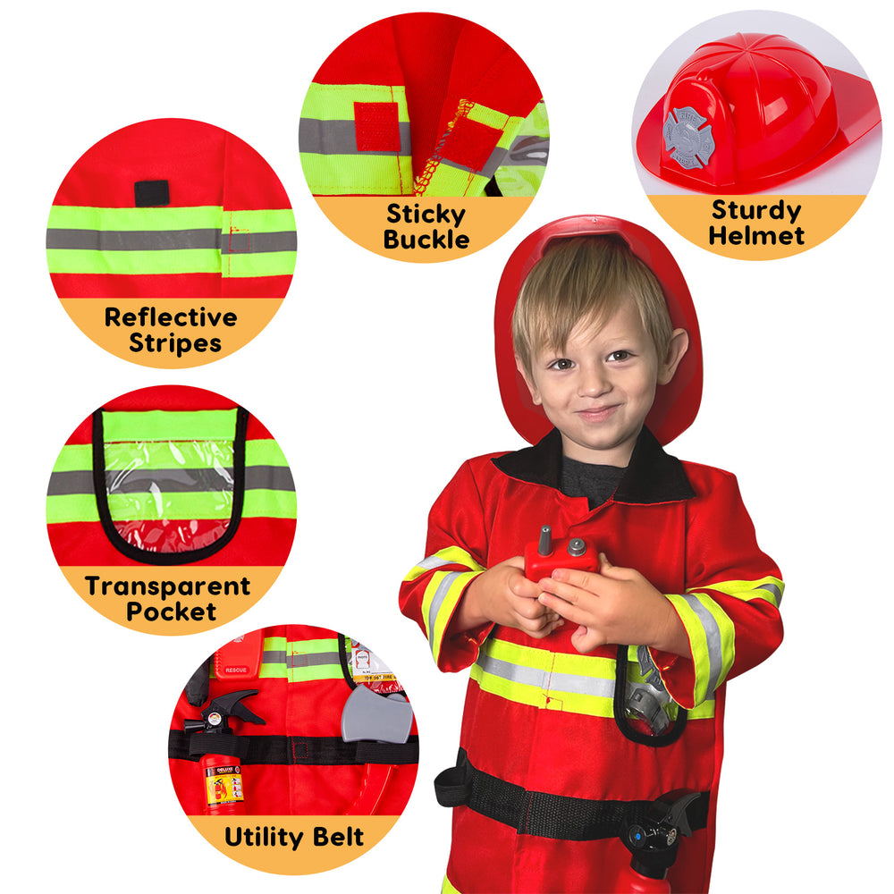 Liberry Fireman Costume for Kids, Kids Firefighter Costume Role Play Set