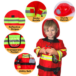 Liberry Fireman Costume for Kids, Kids Firefighter Costume Role Play Set