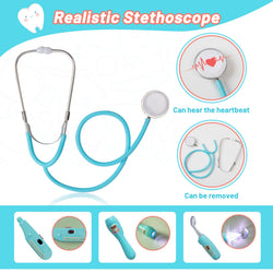 Doctor Kit for Kids, Toddler Doctor Playset with Real Stethoscope(Blue)