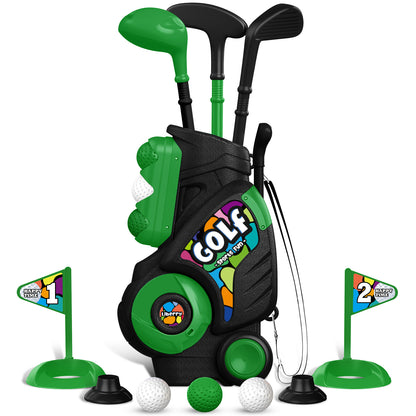 Liberry Toddler Golf Set for Ages 2 3 4 Boys Girls, Upgraded Kids Golf Cart with Shoulder Strap Design, Outdoor Indoor Sports Toys Birthday Gifts, Black