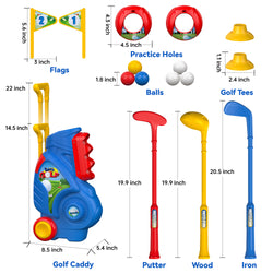 Liberry Toddler Golf Set, Upgraded Kids Golf Cart with Unique Shoulder Strap Design, Indoor and Outdoor Golf Toys for Boys and Girls Aged 1-5 Years Old