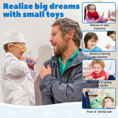 Liberry Doctor Kit for Toddlers 3 4 5 Years Old, Kids Doctor Play Set for Girls Boys Toy, Pretend Play Medical Kit with Stethoscope & Costume for Birthday Gift Blue