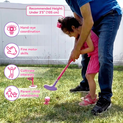 Liberry Toddler Golf Set for 1 2 3 4 Years Old, Upgraded Kids Golf Cart with Unique Shoulder Strap Design, Indoor and Outdoor Golf Toys for Boys Girls (Pink)