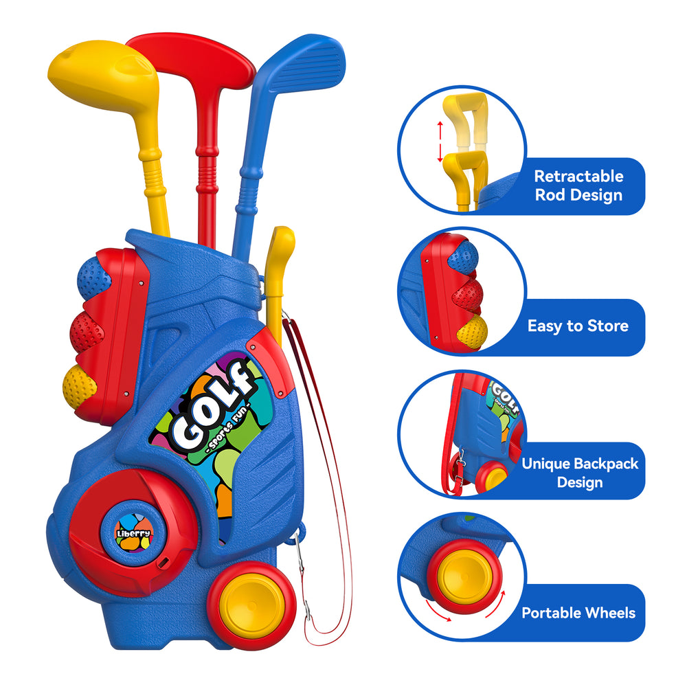 Liberry Toddler Golf Set with Putting Mat for 2 3 4 5 Years Old Boys Girls, Indoor Outdoor Golf Toys