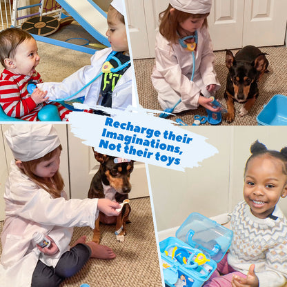 Liberry Doctor Kit for Toddlers 3 4 5 Years Old, Kids Doctor Play Set for Girls Boys Toy, Pretend Play Medical Kit with Stethoscope & Costume for Birthday Gift Blue