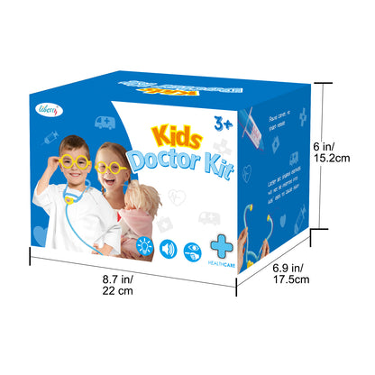 Liberry Doctor Kit for Toddlers 3 4 5 Years Old, Kids Doctor Play Set for Girls Boys Toy, Pretend Play Medical Kit with Stethoscope & Costume for Birthday Gift Blue
