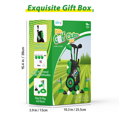 Liberry Toddler Golf Set for Ages 2 3 4 Boys Girls, Upgraded Kids Golf Cart with Shoulder Strap Design, Outdoor Indoor Sports Toys Birthday Gifts, Black