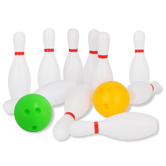 Liberry Kids Bowling Set, 10 Plastic Toy Bowling Pins & 2 Balls, Toddler Indoor Outdoor Sports Games, Educational Birthday Gifts for Boys Girls Ages 2 3 4 5 (White)