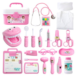 Doctor Kit for Kids, Toddler Doctor Playset with Real Stethoscope(Pink)