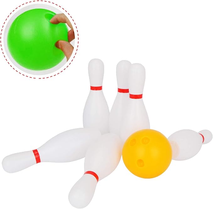 Liberry Kids Bowling Set, 10 Plastic Toy Bowling Pins & 2 Balls, Toddler Indoor Outdoor Sports Games, Educational Birthday Gifts for Boys Girls Ages 2 3 4 5 (White)