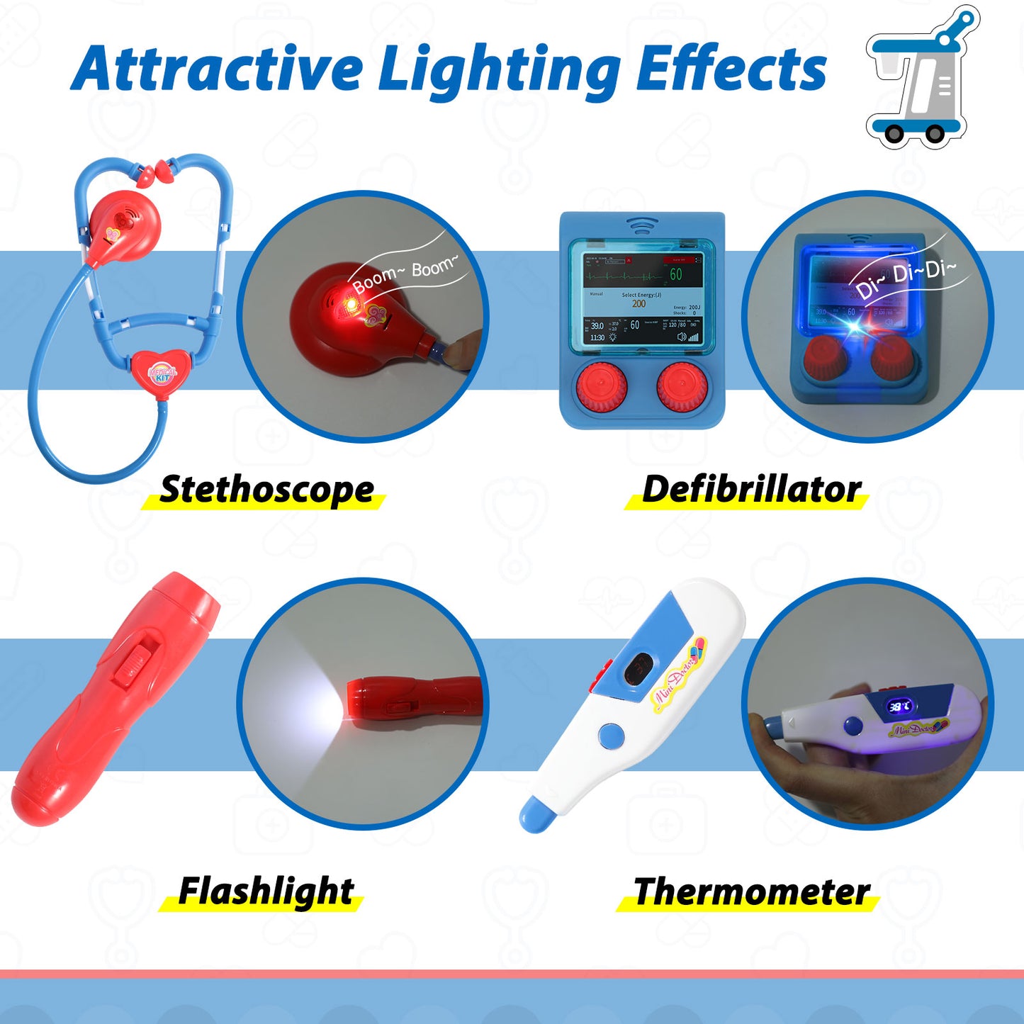 Liberry Doctor Kit for Toddlers Ages 2 3 4 5, Pretend Kids Doctor Playset with Cart, Costume and Stethoscope, Role Play Medical Toys Birthday Gift for Girls Boys (Blue)