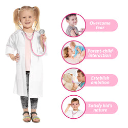 Kids Doctor Kit, 8 Pieces Kids Doctor Playset with Medical Storage Bag & Real Stethoscope(Pink)
