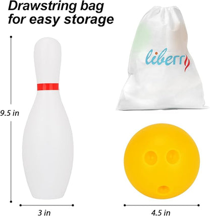 Liberry Kids Bowling Set, 10 Plastic Toy Bowling Pins & 2 Balls, Toddler Indoor Outdoor Sports Games, Educational Birthday Gifts for Boys Girls Ages 2 3 4 5 (White)