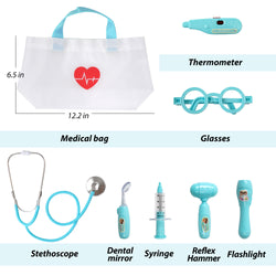 Kids Doctor Kit, 8 Pieces Kids Doctor Playset with Medical Storage Bag & Real Stethoscope(Blue)