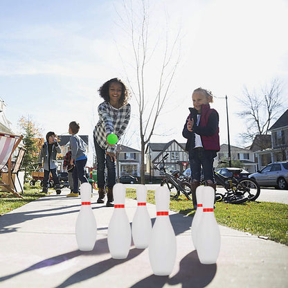 Liberry Kids Bowling Set, 10 Plastic Toy Bowling Pins & 2 Balls, Toddler Indoor Outdoor Sports Games, Educational Birthday Gifts for Boys Girls Ages 2 3 4 5 (White)