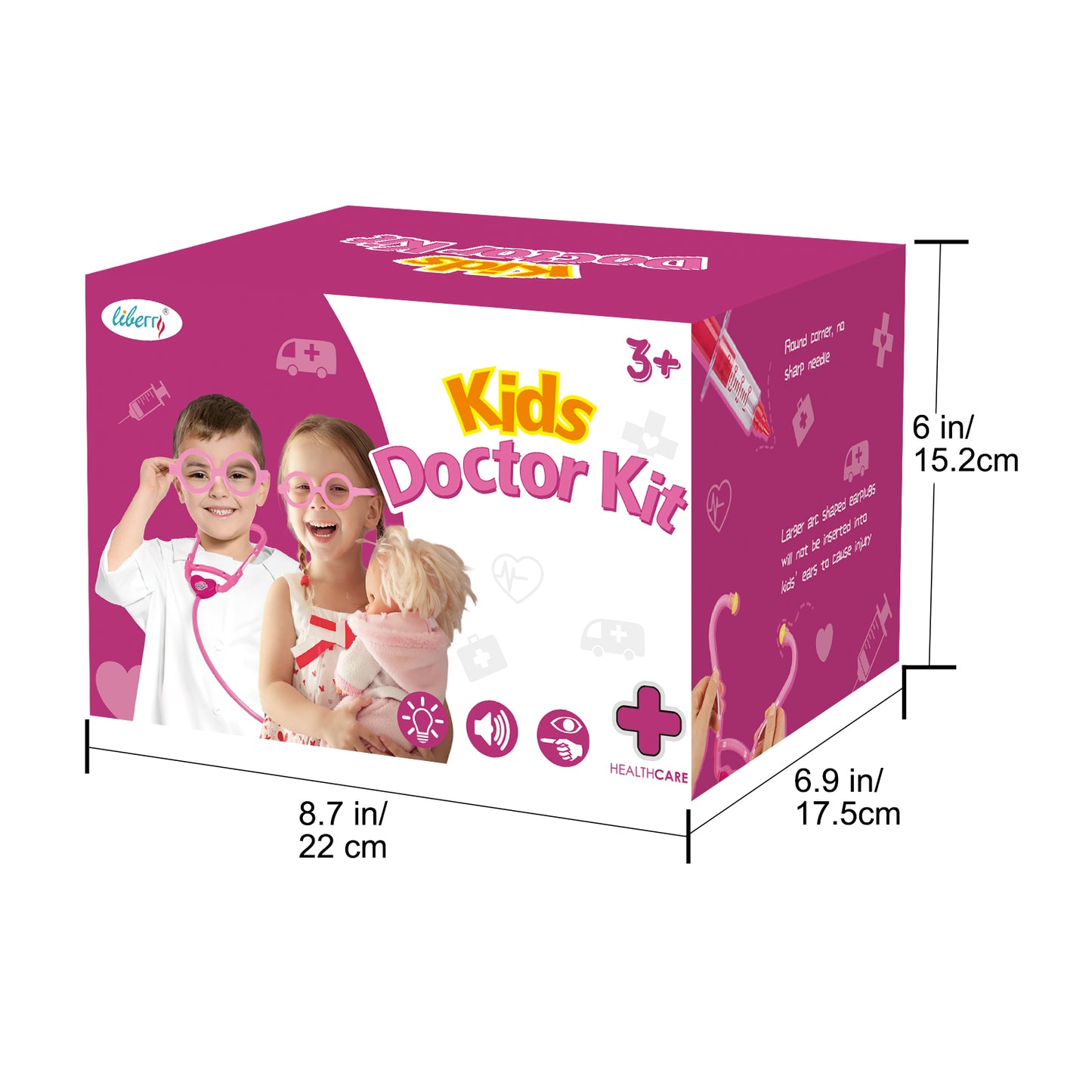 Liberry Doctor Kit for Toddlers 3 4 5 Years Old, Kids Doctor Play Set for Girls Boys Toy, Pretend Play Medical Kit with Stethoscope & Costume for Christmas Birthday Gift Pink