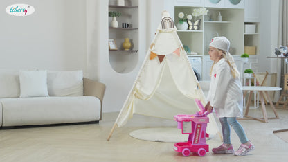 Liberry Doctor Kit for Toddlers Ages 2 3 4 5, Pretend Kids Doctor Playset with Cart, Costume and Stethoscope, Role Play Medical Toys Birthday Gift for Girls Boys (Pink)