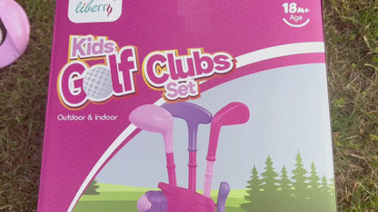Liberry Toddler Golf Set for 1 2 3 4 Years Old, Upgraded Kids Golf Cart with Unique Shoulder Strap Design, Indoor and Outdoor Golf Toys for Boys Girls (Pink)