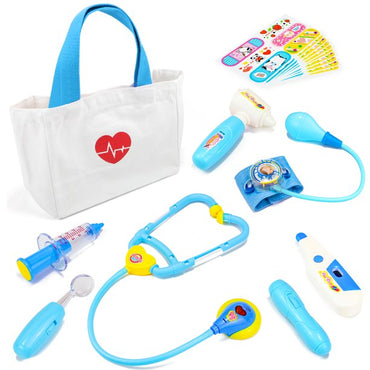 Durable Doctor Kit for Kids, 18 Pieces Pretend Play Doctor Toys-Blue