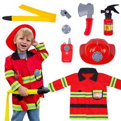 Liberry Fireman Costume for Kids, Kids Firefighter Costume Role Play Set