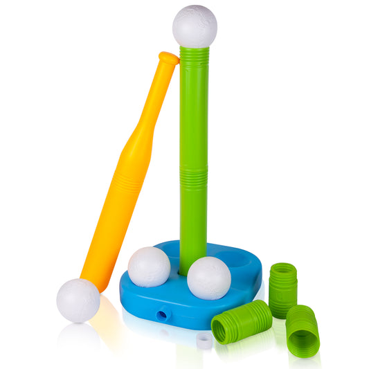 Liberry Tball Set for Toddlers with Adjustable Height Tee Ball Stand, Weighted Base and Kids Baseball Bat, Sports Game Toys Birthday Gift for Boys Girls Ages 3 4 5 (Green)