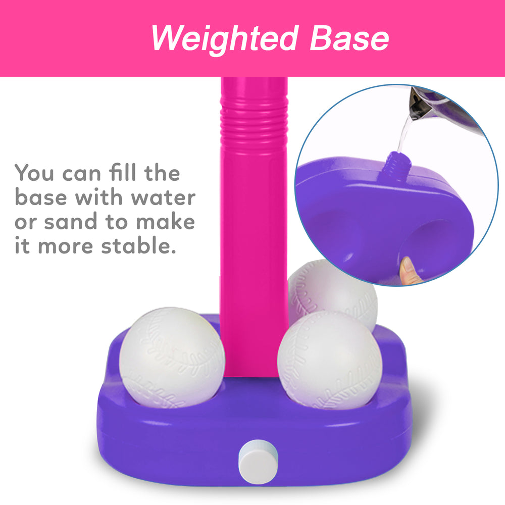 Adjustable T-Ball Set for Kids and Toddlers-Pink