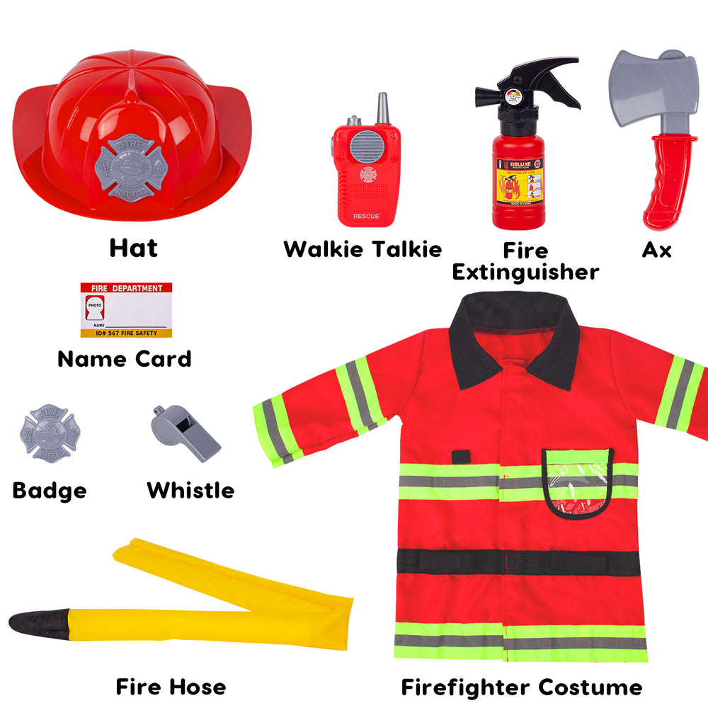 Liberry Fireman Costume for Kids, Kids Firefighter Costume Role Play Set