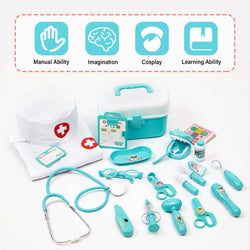 Doctor Kit for Kids, Toddler Doctor Playset with Real Stethoscope(Blue)
